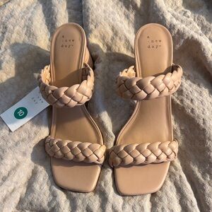A New Day Women's Braided Cream Sandals